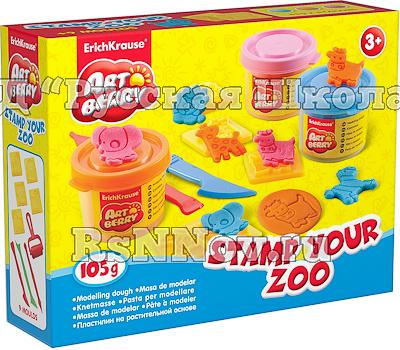 Пластилин на растительной основе Artberry/Stamp Your Zoo 3 бан./35 г со штампами