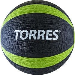 Медбол "TORRES 4 кг".  Диаметр 21,9 см, вес 4 кг.