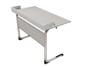 Стол ученический лабораторный цельносварной на плоскоовальной трубе для кабинета химии, физики, биологии с бортом. 2-местный нерегулируемый (гр. 6, ст. Серая, мк Серый)